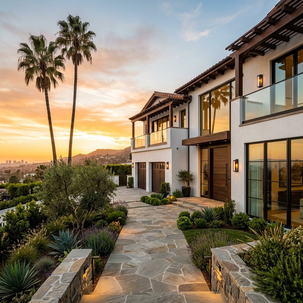 Premium home improvement Las Vegas — luxury residential exterior at golden hour