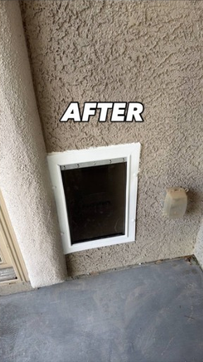 After: Stucco Pet Door Installation
