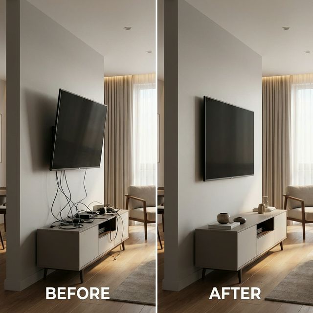 Before: TV Mount + Cable Concealment