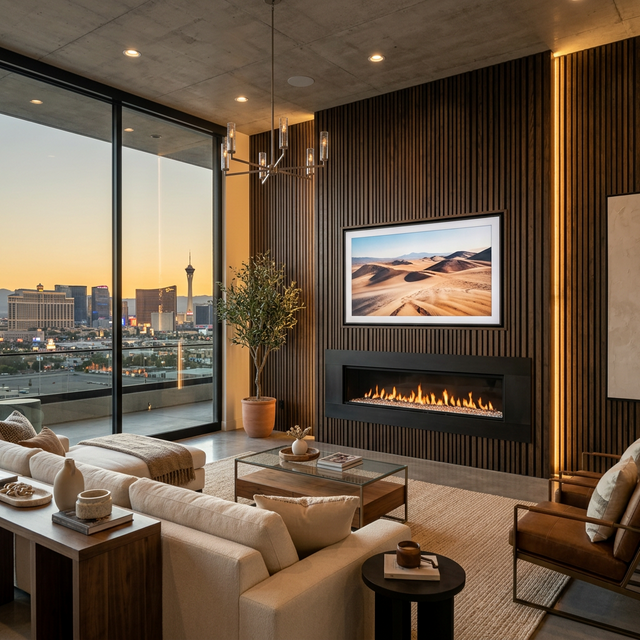 After: Custom Fireplace Feature Wall