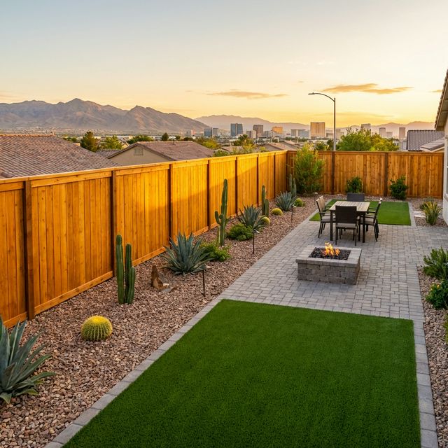 Cedar Fence + Patio Pavers