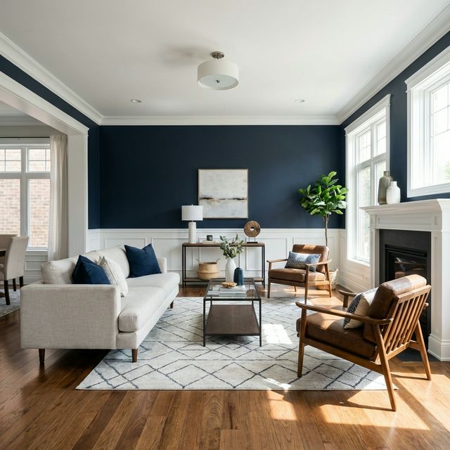 Navy Accent + White Trim